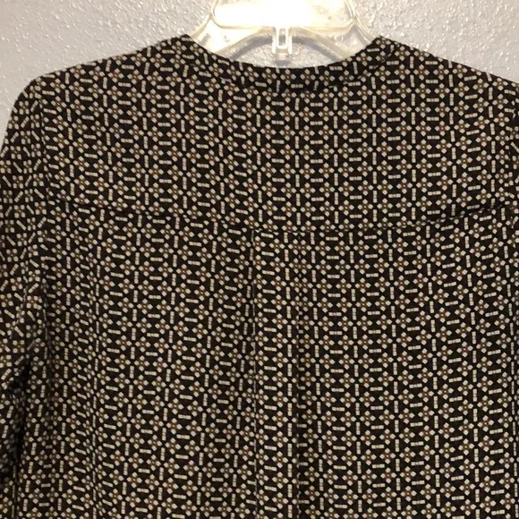 Pleione blouse Women's Small S long sleeve black brown abstract shirt top EUC - Picture 11 of 11